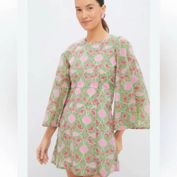 SZ Tuckernuck SZ BLOCKPRINTS Exclusive Celery Lisbon Print Mary‎ Dress Small - Picture 4 of 4